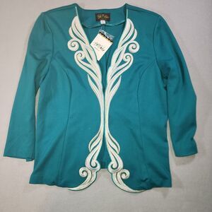 Bob Mackie Wearable Art Large Teal Blue‎ Green Embroidered NWT